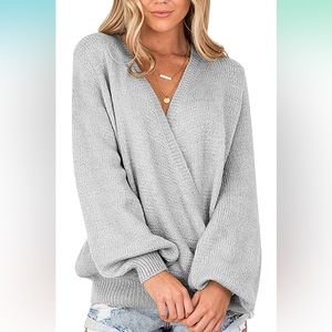 Soft Sexy Sweater Slouchy Wrap Front Off Shoulder Top